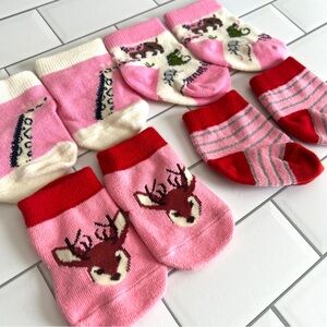 0-12M🩷 Baby Girl Hatley Little Blue House Pink Red Infant Socks Deer Giraffe